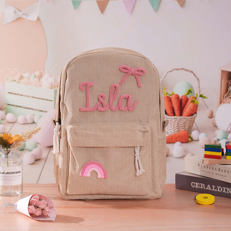 Individueller Kinderrucksack – Vor- und Zuname personalisiert aus Cord