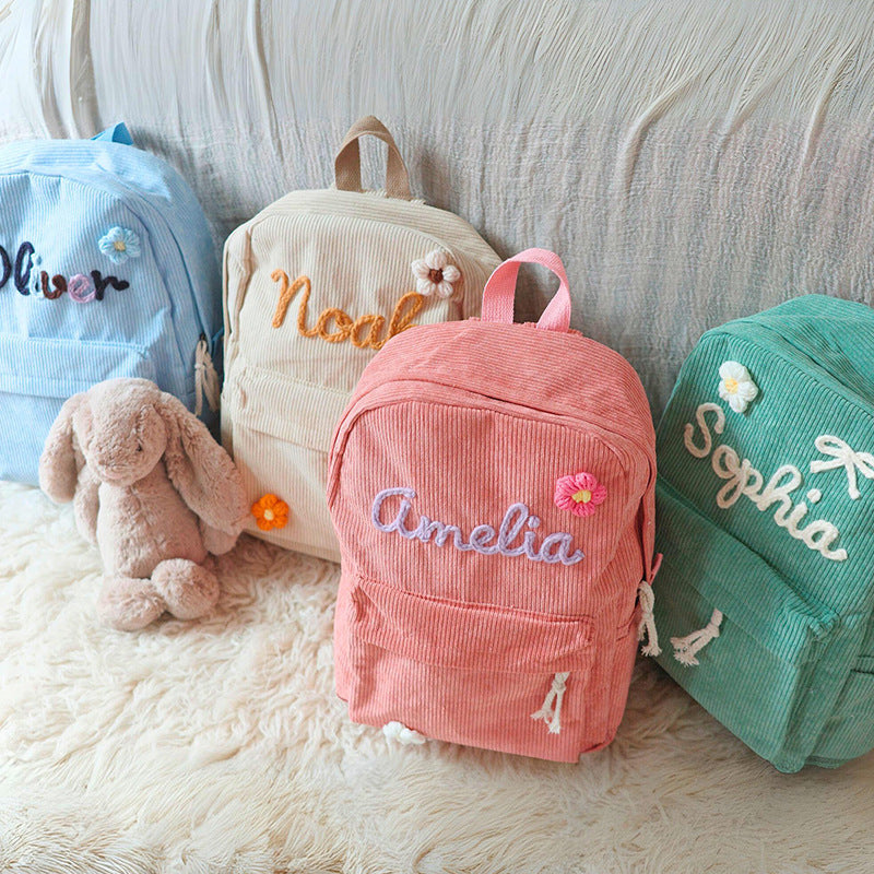 Kuscheliger Cord-Rucksack für Kids – Individuell mit Namen beschriften