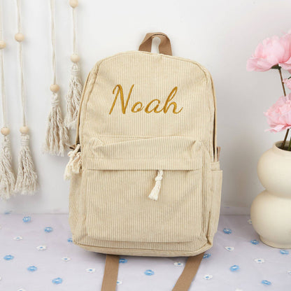 Rucksack aus Weichem Cord für Kinder – Mit personalisiertem Namenszug