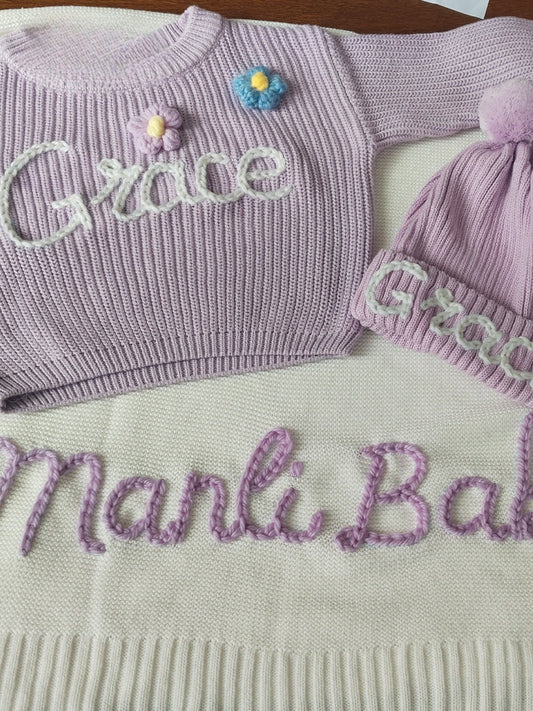 Andenken-Babypullover – Personalisiert mit Namen, herzerwärmendes Geschenk für frischgebackene Eltern