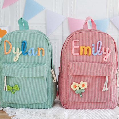 Kinderrucksack personalisiert – Niedlicher Cord-Schulranzen mit Name