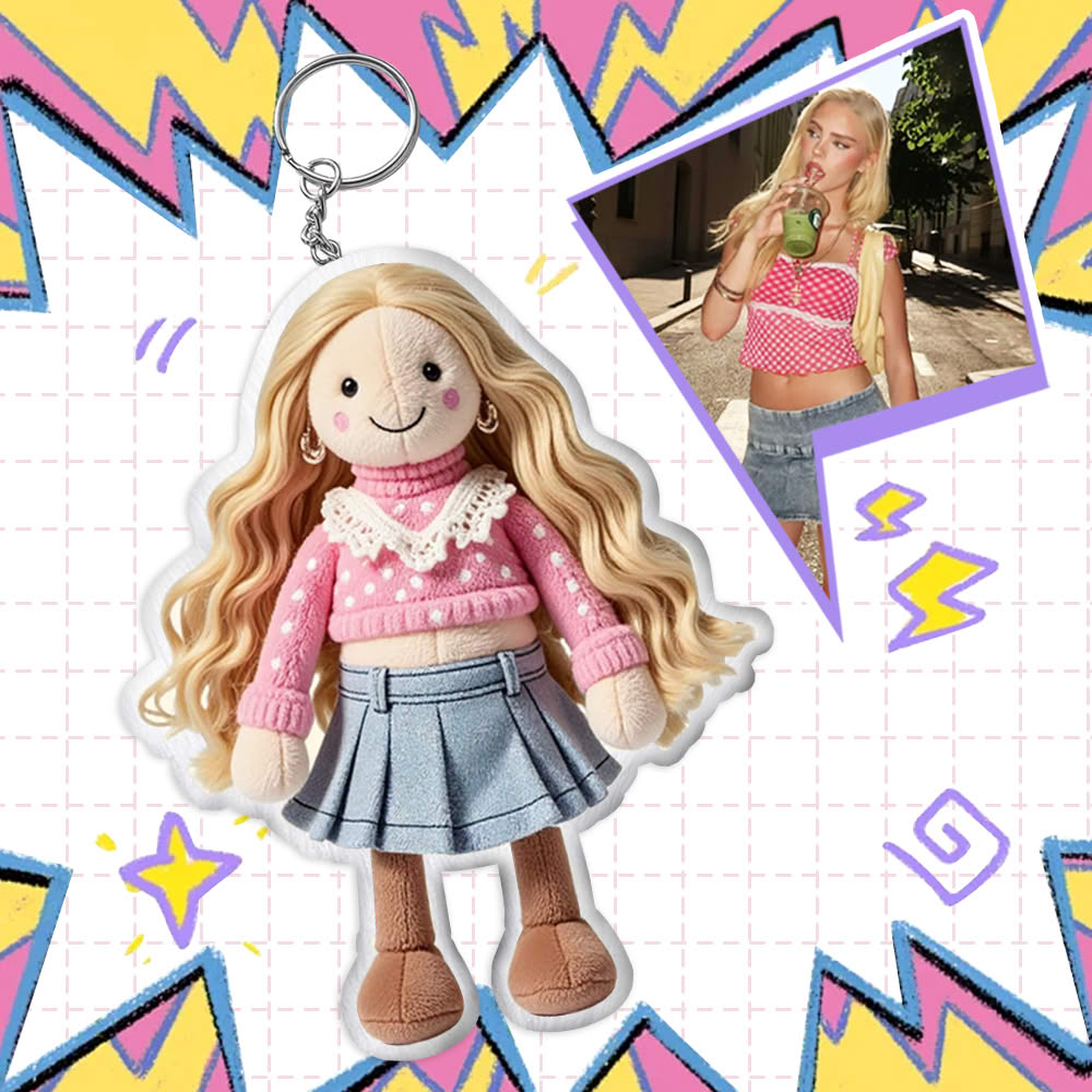 Personalisierter Foto-3D-Plüschpuppen-Schlüsselanhänger