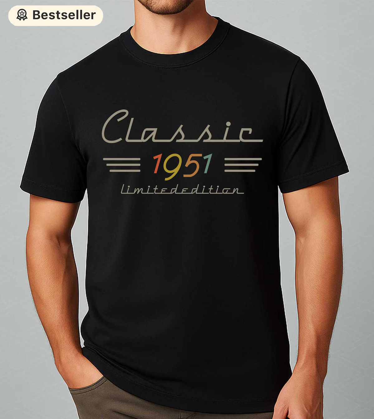 Personalisiertes klassisches T-Shirt mit Retro-Grafik des Geburtsjahres – ein einzigartiges Geburtstagsgeschenk für Papa