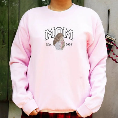 Personalisierter Mama Sweatshirt mit Kindernamen bestickt personalisierter Muttertags Crewneck