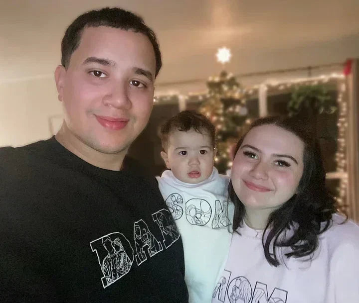 Personalisiertes Sweatshirt mit Gesichtszeichnung | Individueller Pullover mit Familienporträt