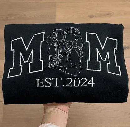 Personalisiertes Familien-Sweatshirt – Individuelles Porträt mit Namen für Mama & Papa