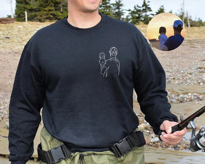 Vatertagsgeschenk Individuell besticktes Porträt-Foto-Sweatshirt, einzigartige Geschenke für Papa