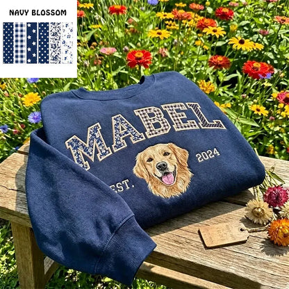 Sweatshirt, Hoodie oder T-Shirt mit individuellem Haustier-Porträt als Patchwork-Applikation und Stickerei