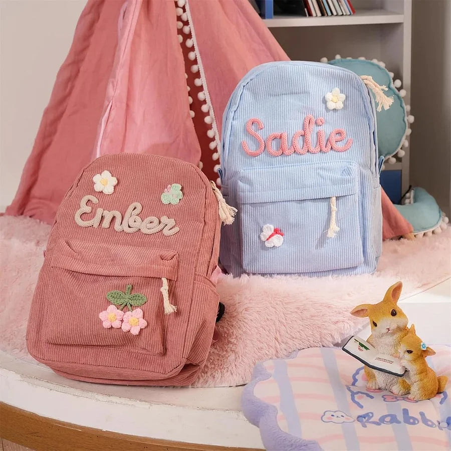 Personalisiertes Kinder Rucksäckchen aus Cord – Mit Namensaufdruck