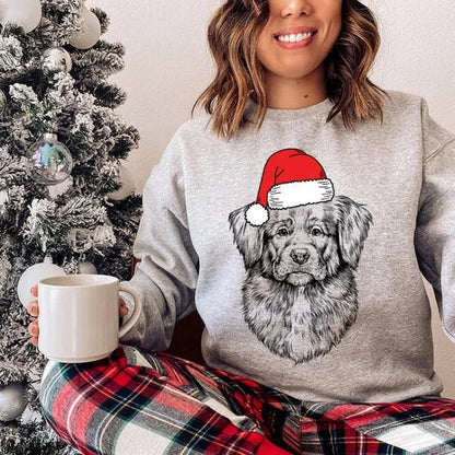Personalisierter Weihnachtspullover für Haustiere – Individuell gestalteter Weihnachtspullover für Hunde und Katzen mit Weihnachtsmannmütze