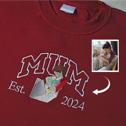 Personalisierter Mama Sweatshirt mit Kindernamen bestickt personalisierter Muttertags Crewneck