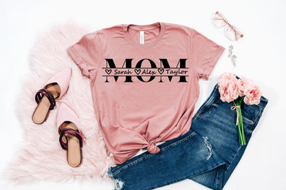 Personalisiertes Mama Sweatshirt mit Kindernamen, Personalisierter Mama Pullover Minimalistisches Mama Geschenk für Mutter, Mama Geschenk für Sie T-Shirt