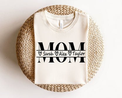 Personalisiertes Mama Sweatshirt mit Kindernamen, Personalisierter Mama Pullover Minimalistisches Mama Geschenk für Mutter, Mama Geschenk für Sie T-Shirt