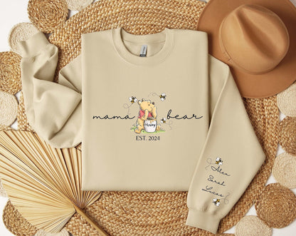 Personalisiertes Mama Bär Sweatshirt, Mama Est mit Kindernamen auf dem Ärmel Sweatshirt, Personalisiertes Mama Sweatshirt, Personalisiertes Muttertagsgeschenk, Neues Mama T-Shirt