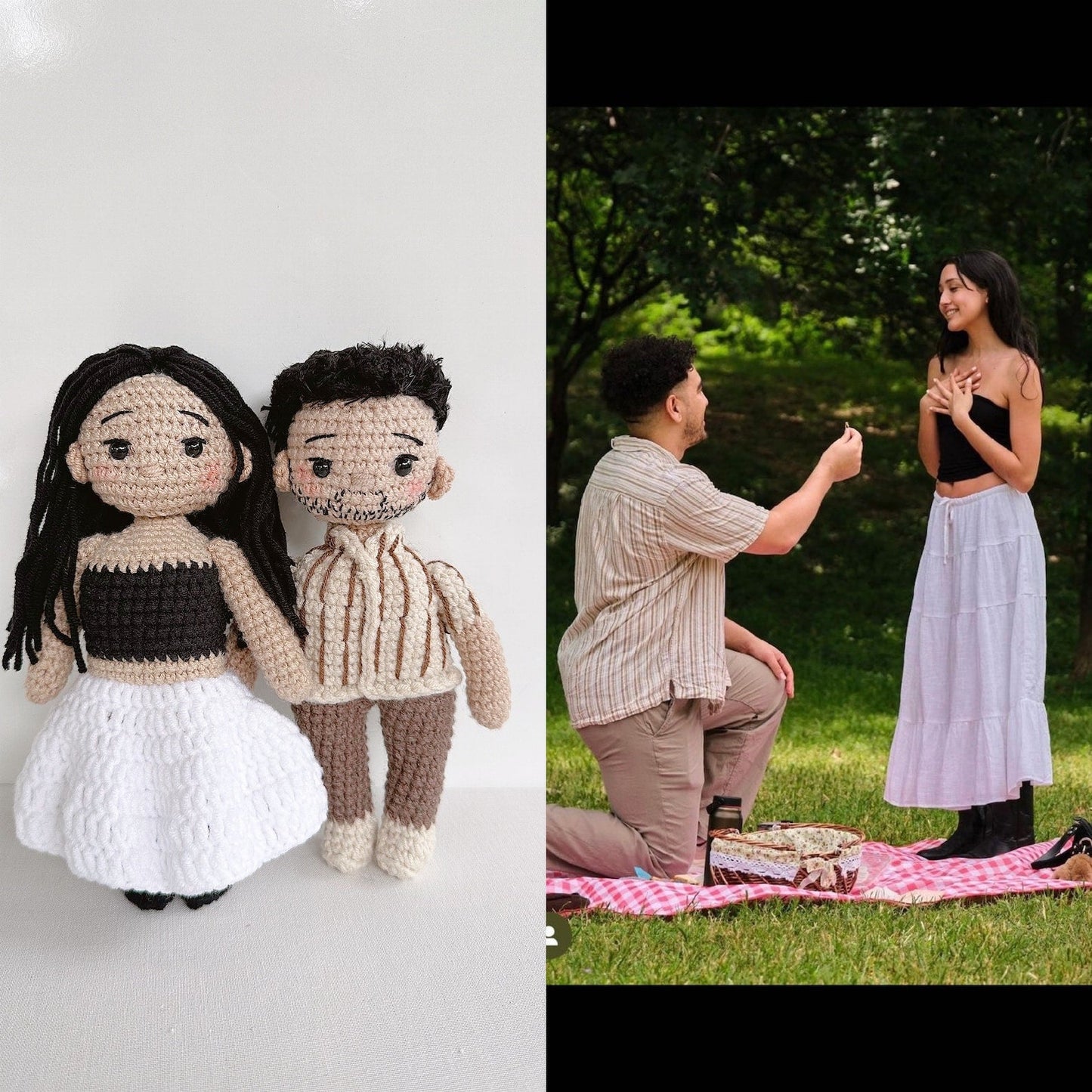 Paarportrait Puppe, personalisierte Paarpuppe, Look-alike Puppe, süße Puppe, Jubiläumsgeschenk, personalisiertes handgemachtes Häkelgeschenk für Mama und Papa