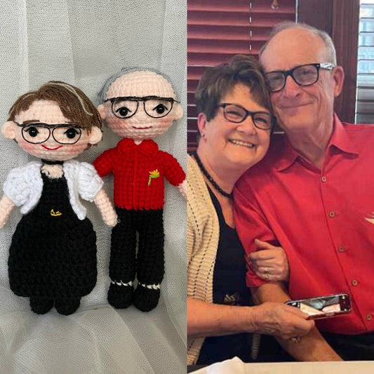 Paarportrait Puppe, personalisierte Paarpuppe, Look-alike Puppe, süße Puppe, Jubiläumsgeschenk, personalisiertes handgemachtes Häkelgeschenk für Mama und Papa