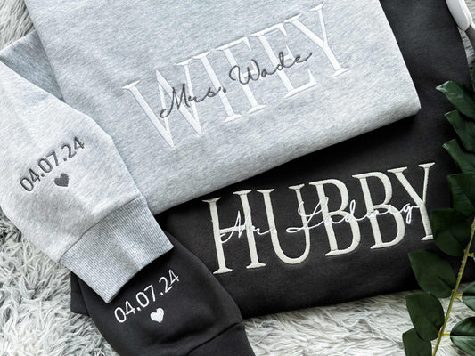 Individuell besticktes „Wifey“-Sweatshirt, personalisiertes Geschenk für die Braut