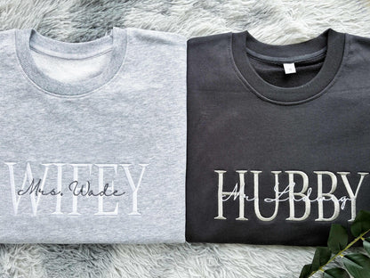 Individuell besticktes „Wifey“-Sweatshirt, personalisiertes Geschenk für die Braut