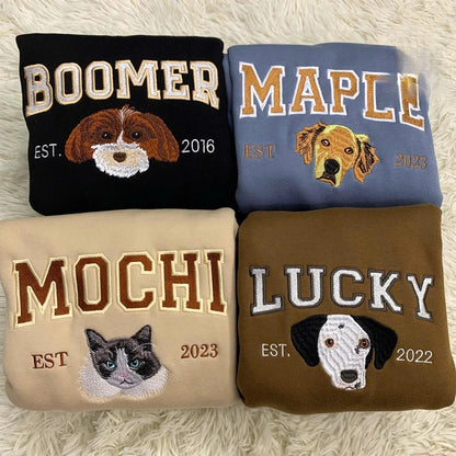 Sweatshirt mit Tiermotiv, bestickter Hunde-Hoodie, personalisiertes Sweatshirt mit Hundemotiv (nach Foto bestickt), Geschenk für Tierliebhaber, Geschenk für Mama