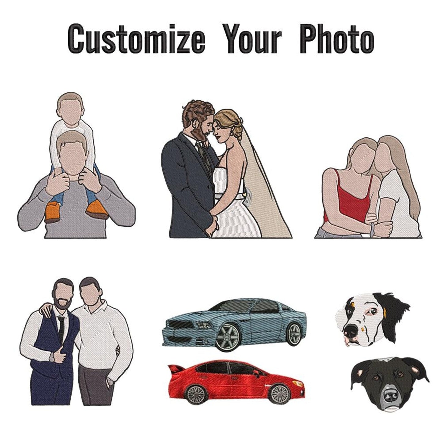 Personalisierte Partner-Hoodies mit gestickten Porträts, individuelle Sweatshirts mit Pärchenfotos