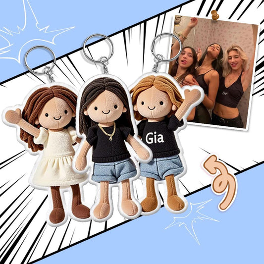 Personalisierter 3D-Plüschpuppen-Schlüsselanhänger/Kissen mit Foto der Schwester – das perfekte Geschenk für Ihre Schwester