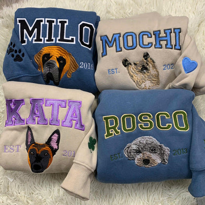 Besticktes Sweatshirt mit Haustiermotiv (Foto), personalisierter Hundepullover, bestickter Katzenpullover, Geschenk für Hundebesitzer, Geschenk für Katzenliebhaber, Geschenk für Tierhalter