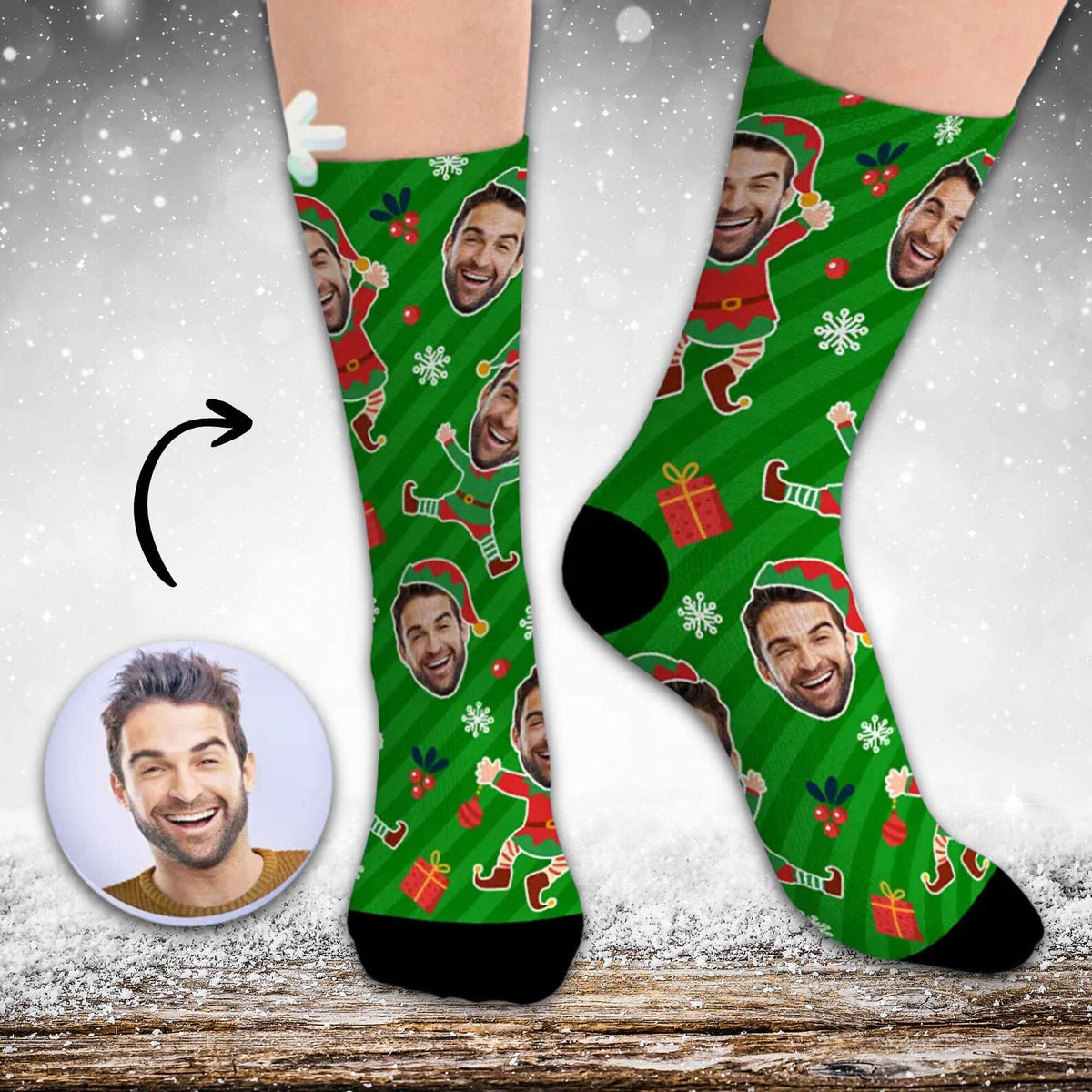 Personalisierte Fotosocken, Socken mit lustigem Gesicht nach Wunsch, Individuelle Socken, Lustiges Geschenk, Weihnachtsgeschenke