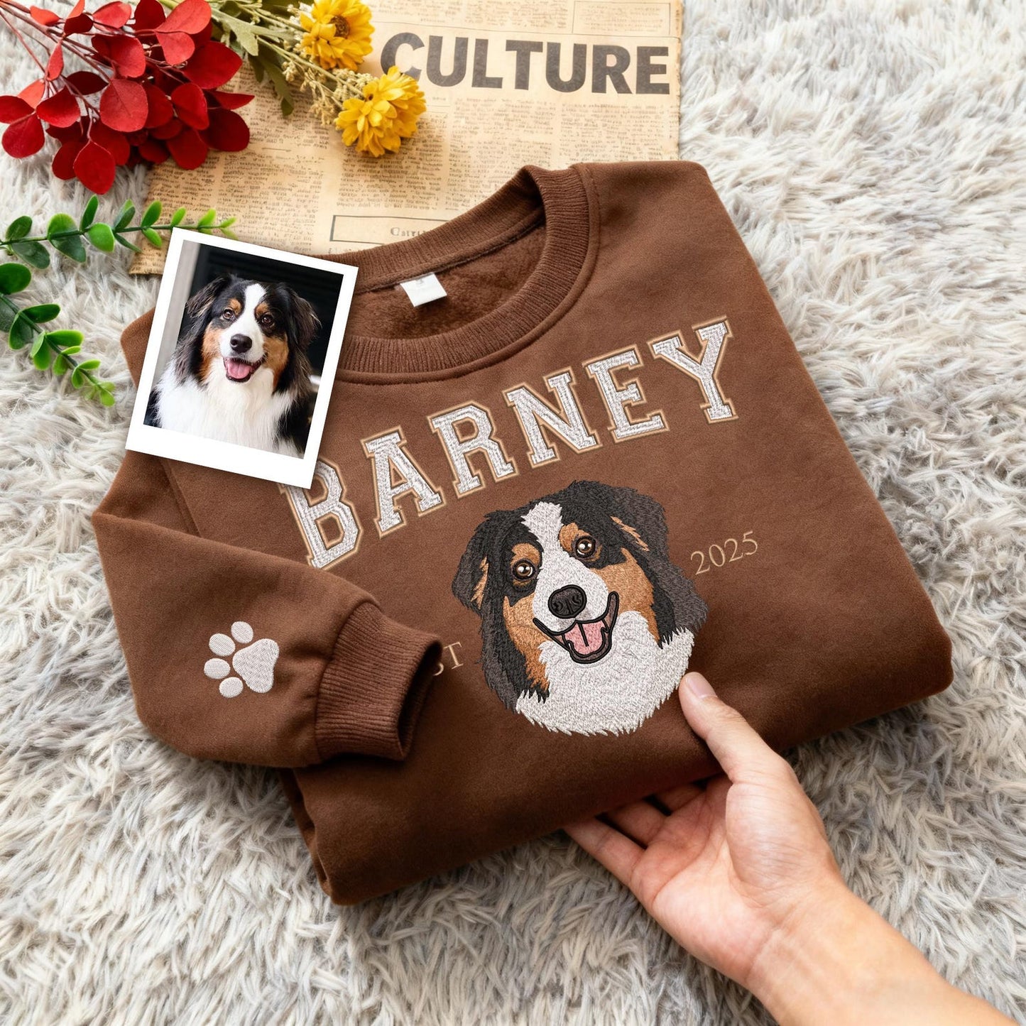 Sweatshirt mit individueller Haustierporträt-Stickerei: Das perfekte Geschenk für Hunde- und Katzenliebhaber