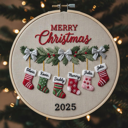 Personalisierter Stickrahmen für Familienweihnachten, individueller Strumpfanhänger