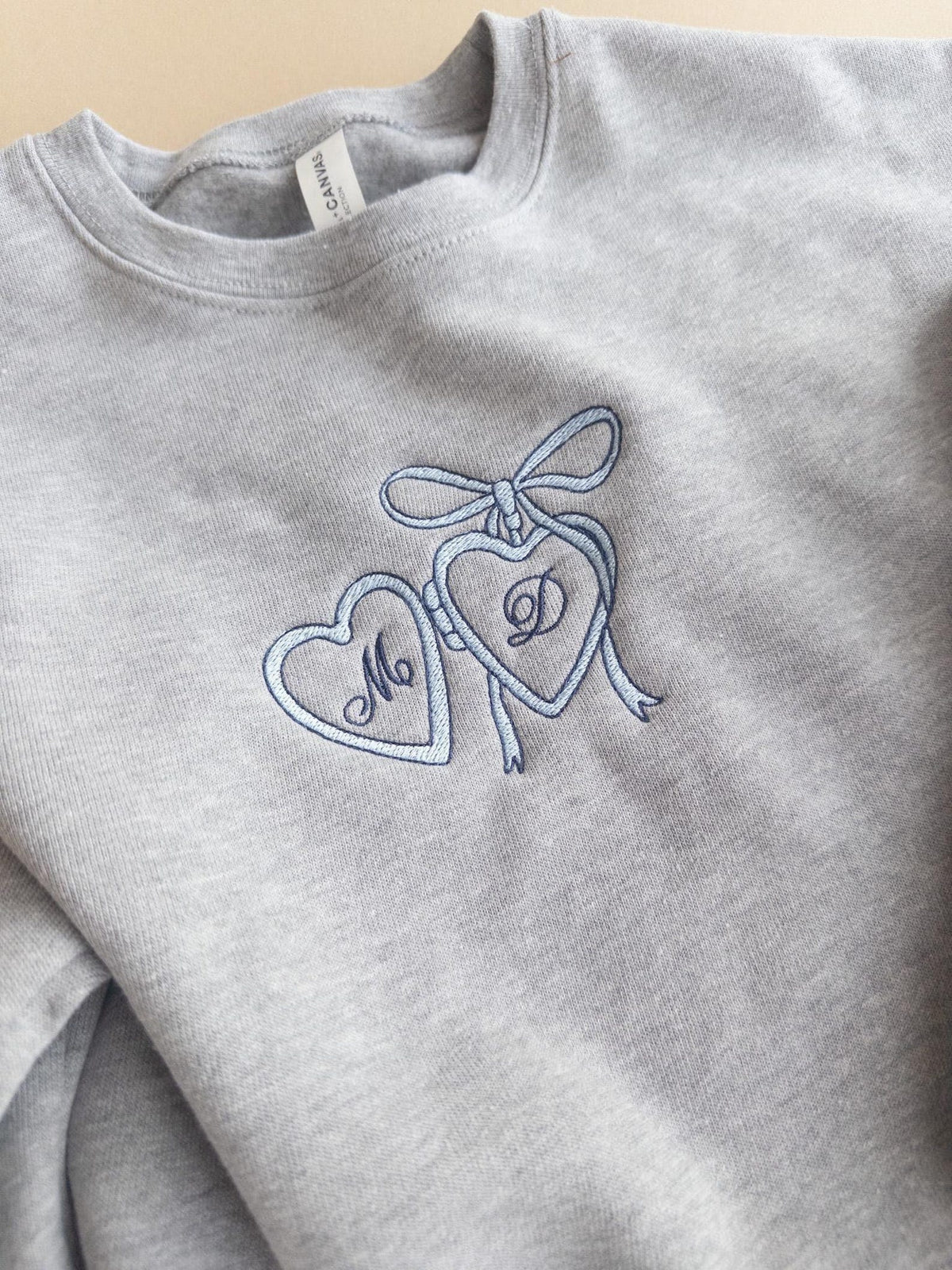 Custom Embroidered Initial Sweatshirt with Date on Sleeve, Custom Anniversary Gift for Her, Bridal Shower Gift, Personalized Engagement Gift