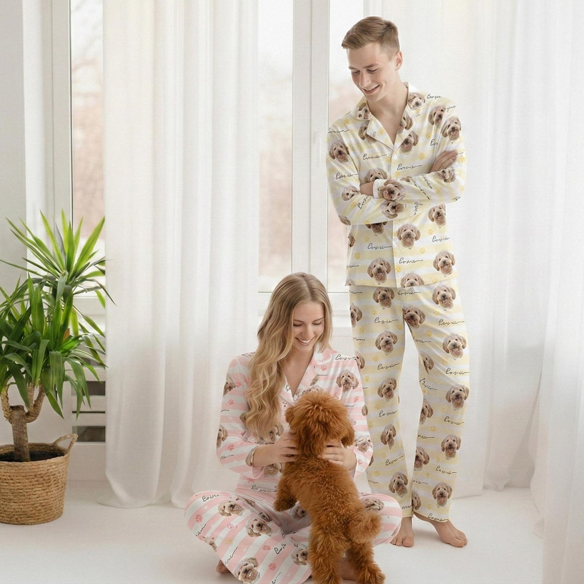 Schlafanzug mit individuellem Haustierfoto, personalisierte Nachtwäsche mit Haustiermotiv, Partner-Outfit für die ganze Familie, süßes Geschenk für Haustierliebhaber, individuelles Pyjama-Set