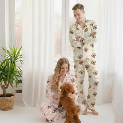 Schlafanzug mit individuellem Haustierfoto, personalisierte Nachtwäsche mit Haustiermotiv, Partner-Outfit für die ganze Familie, süßes Geschenk für Haustierliebhaber, individuelles Pyjama-Set