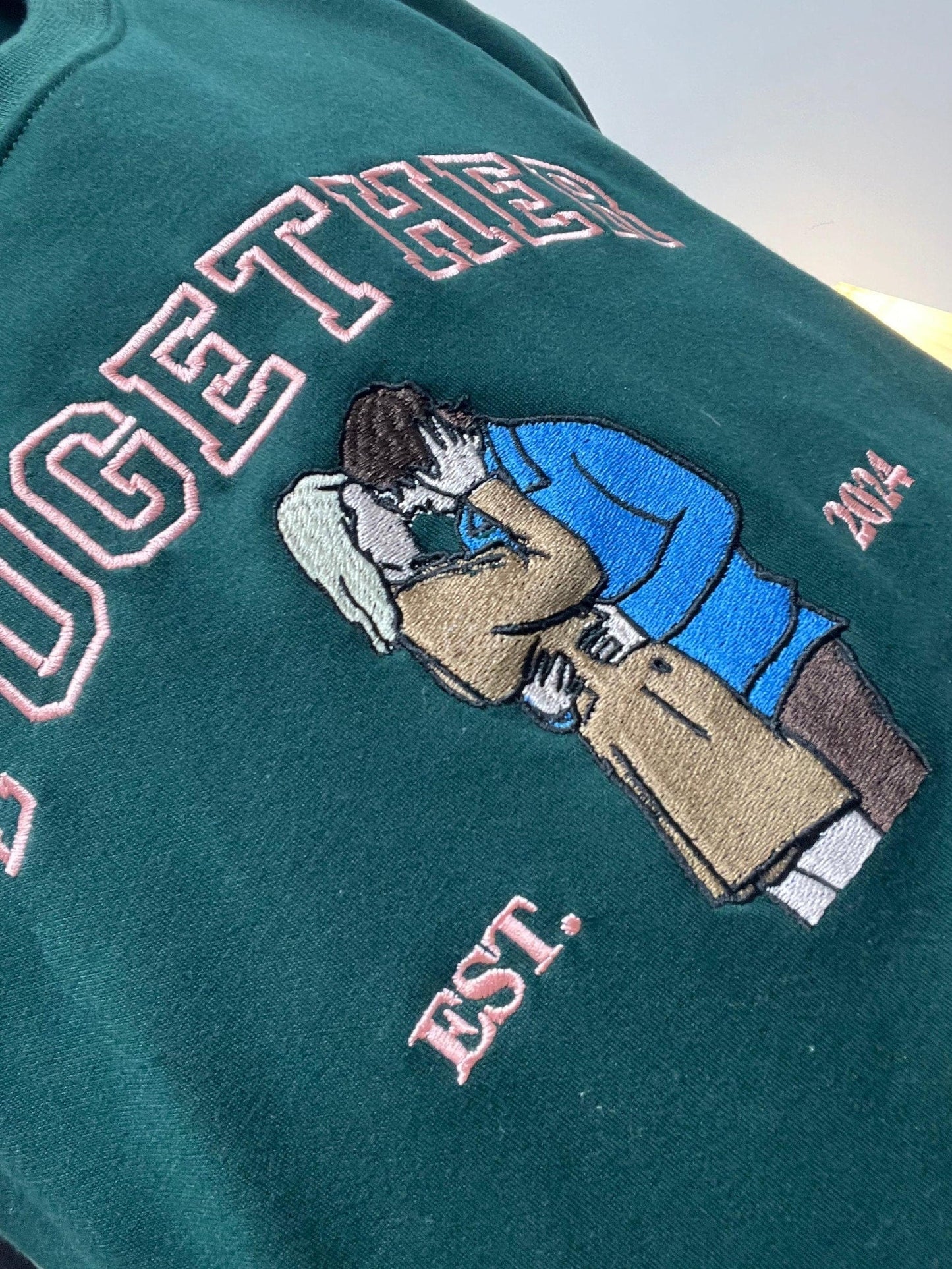Individuell bestickter Hoodie mit Porträtmotiv – Personalisierter Partner-Foto-Sweatshirt, einzigartiges Geschenk für Paare
