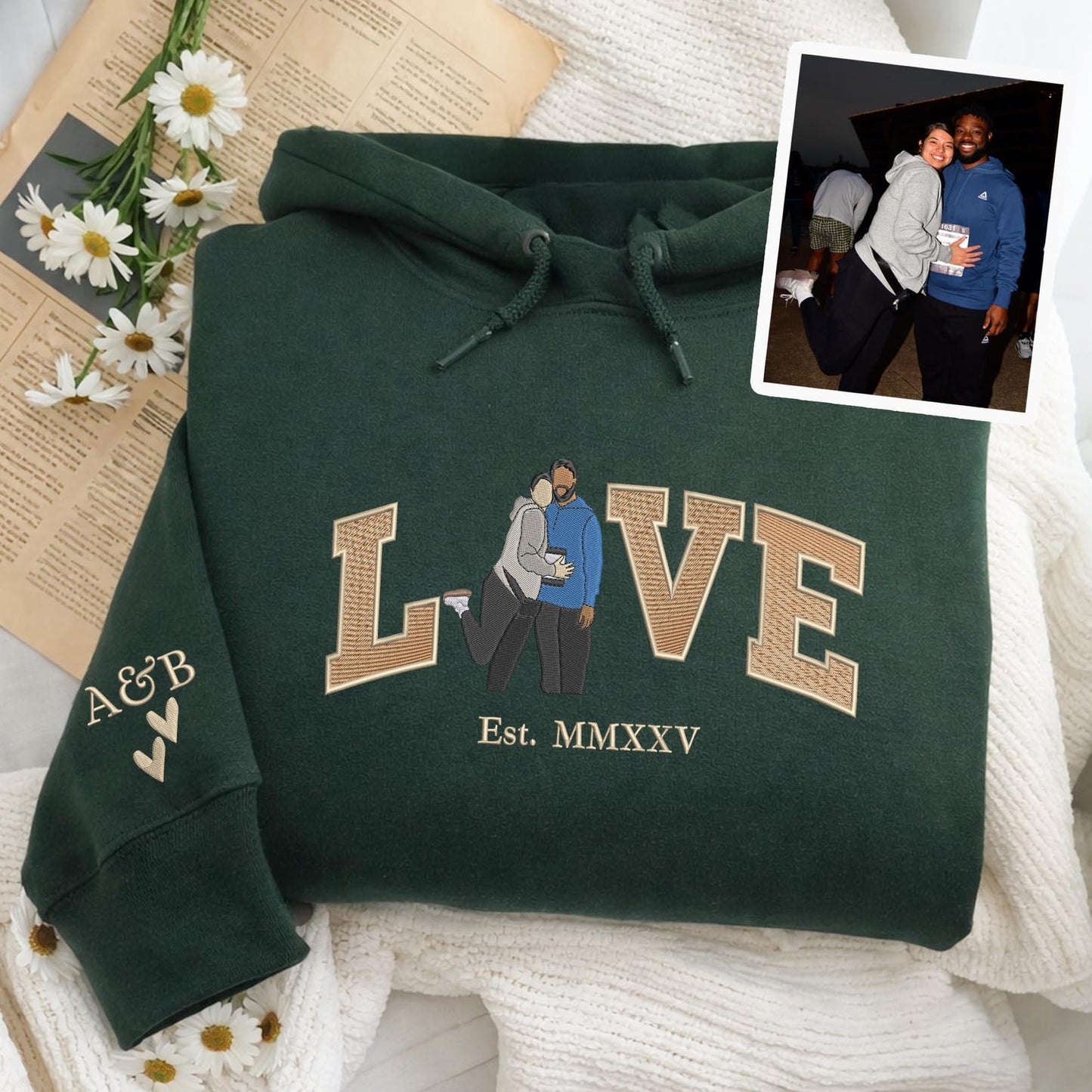 Sweatshirt mit individueller Stickerei für Paare – Partner-Shirts zum Valentinstag, Geschenk zum Jahrestag, Geschenk für ihn