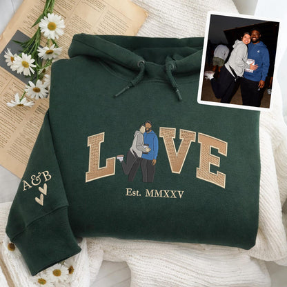 Sweatshirt mit individueller Stickerei für Paare – Partner-Shirts zum Valentinstag, Geschenk zum Jahrestag, Geschenk für ihn