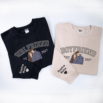 Personalisierter Hoodie mit Fotostickerei für Paare, Partner-Sweatshirt, passendes Geschenk für Sie und Ihn, Jahrestags-Hoodie