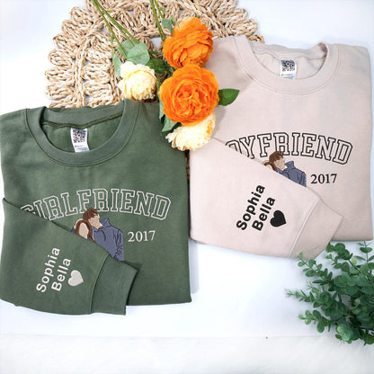Personalisierter Hoodie mit Fotostickerei für Paare, Partner-Sweatshirt, passendes Geschenk für Sie und Ihn, Jahrestags-Hoodie