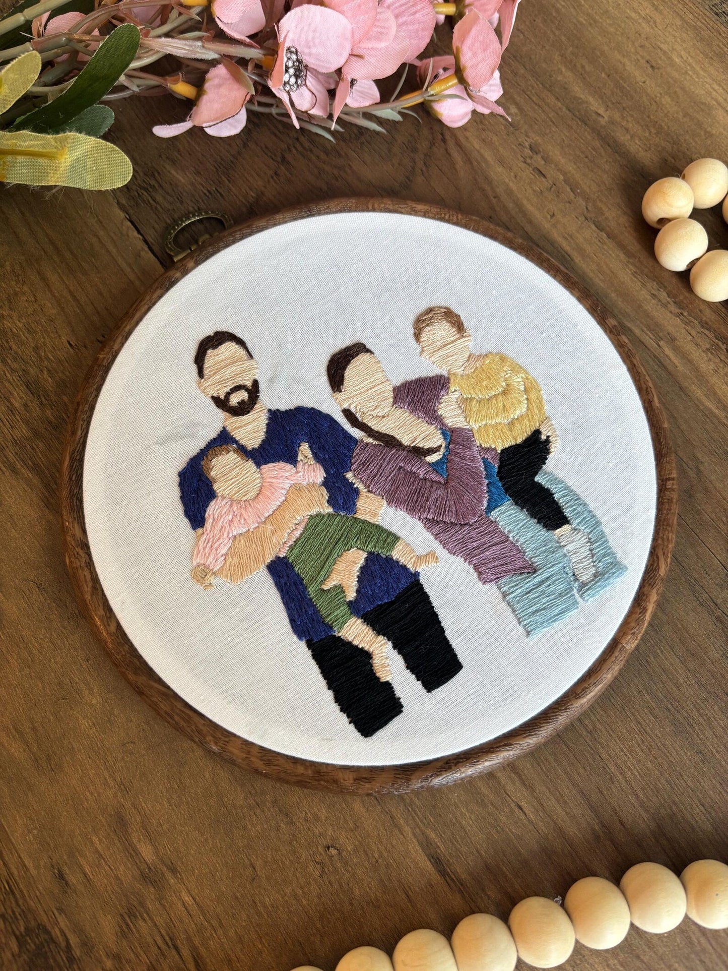 Handbestickter Weihnachtsschmuck: Familienporträt – Personalisierte Weihnachtserinnerung – Weihnachtsdekoration – Individueller Schmuck