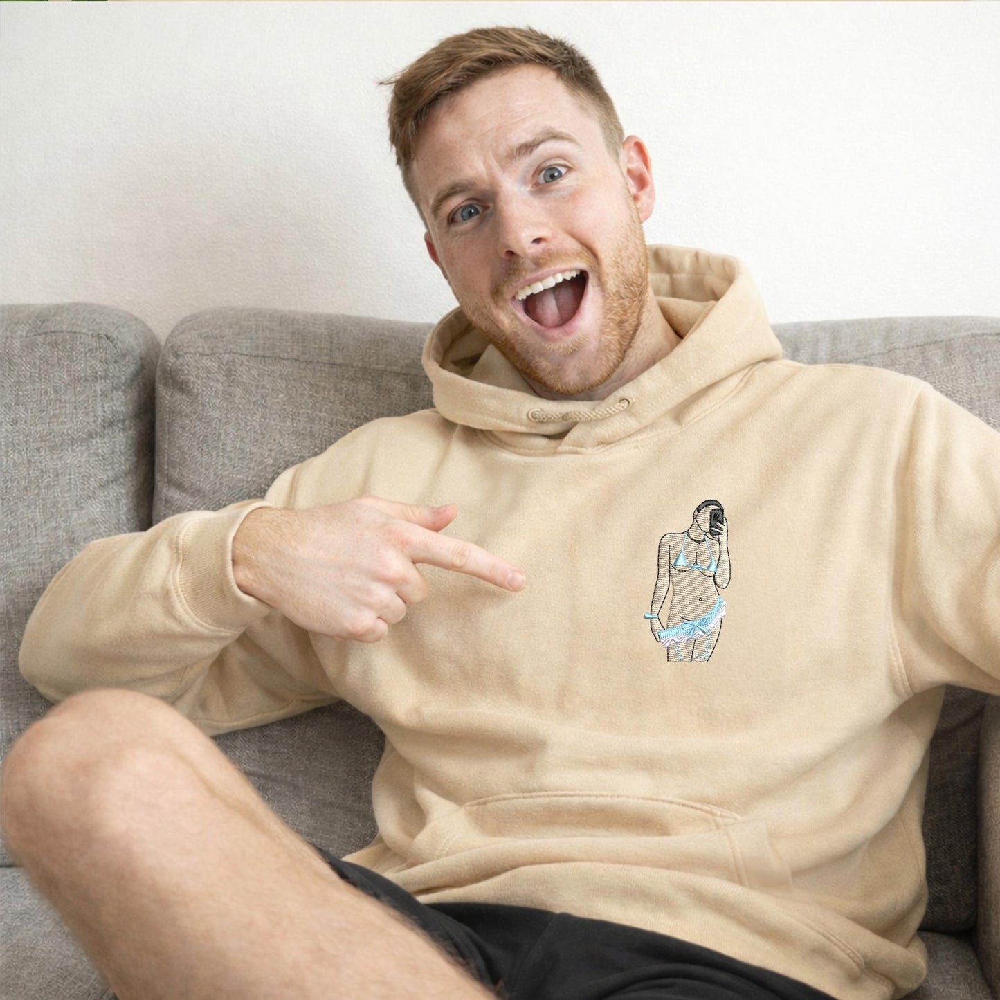 Pikanter Hoodie – Individuell bestickter Hoodie mit Porträtfoto für deinen Freund – Pikanter Pärchenpullover – Geschenk zum 1. Jahrestag