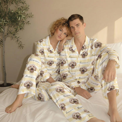 Schlafanzug mit individuellem Haustierfoto, personalisierte Nachtwäsche mit Haustiermotiv, Partner-Outfit für die ganze Familie, süßes Geschenk für Haustierliebhaber, individuelles Pyjama-Set