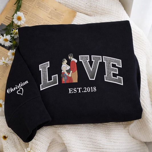 Sweatshirt mit individueller Stickerei für Paare – Partner-Shirts zum Valentinstag, Geschenk zum Jahrestag, Geschenk für ihn
