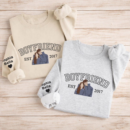 Personalisierter Hoodie mit Fotostickerei für Paare, Partner-Sweatshirt, passendes Geschenk für Sie und Ihn, Jahrestags-Hoodie