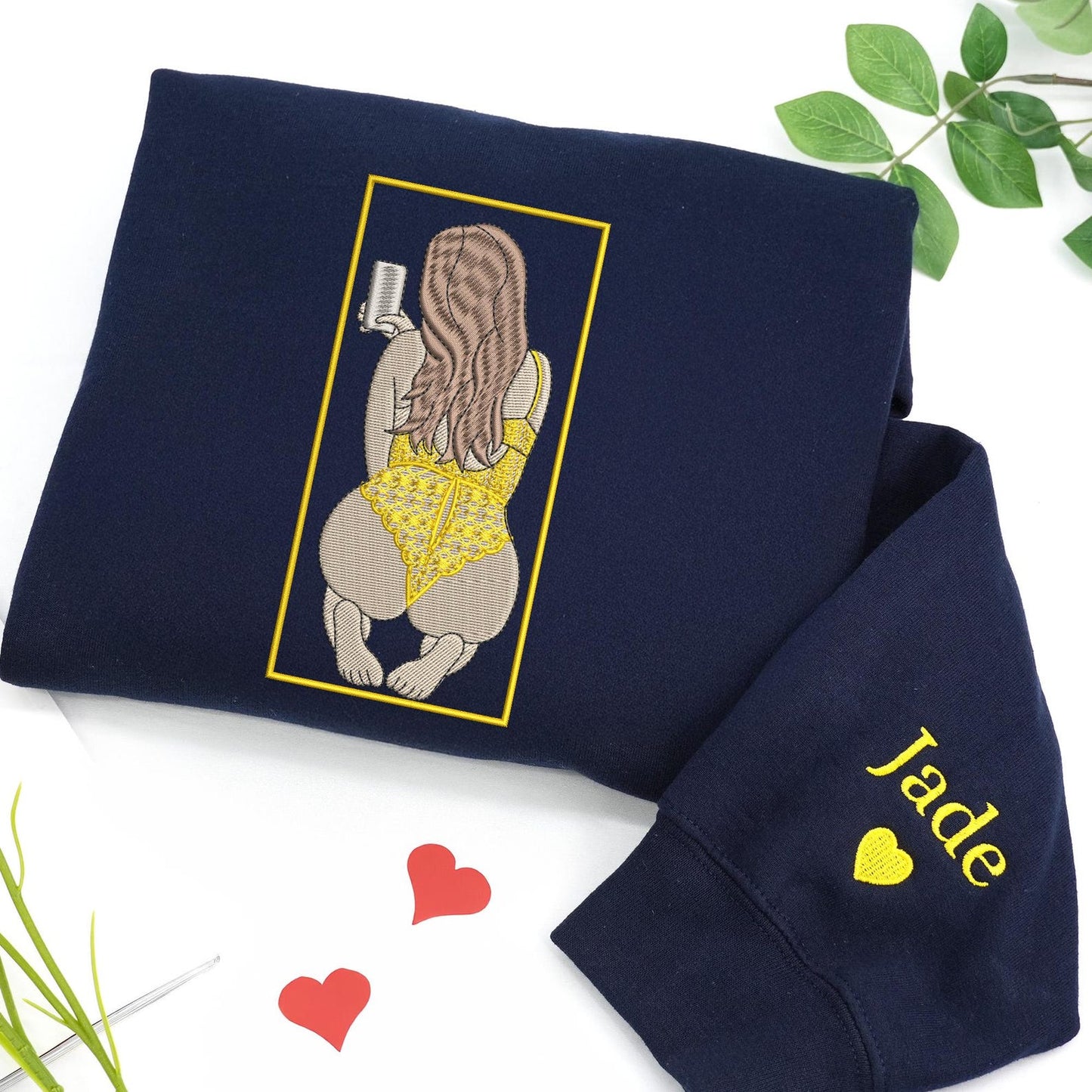 Pikanter Hoodie – Individuell bestickter Hoodie mit Porträtfoto für deinen Freund – Pikanter Pärchenpullover – Geschenk zum 1. Jahrestag