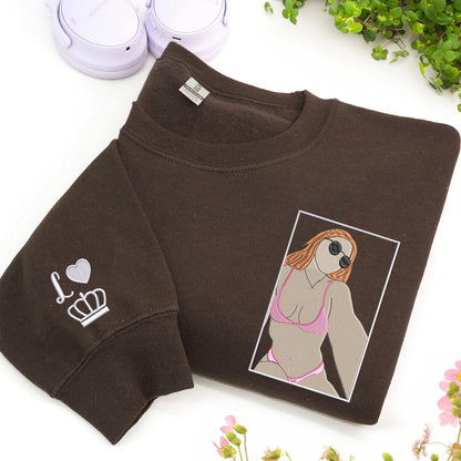 Pikanter Hoodie – Individuell bestickter Hoodie mit Porträtfoto für deinen Freund – Pikanter Pärchenpullover – Geschenk zum 1. Jahrestag