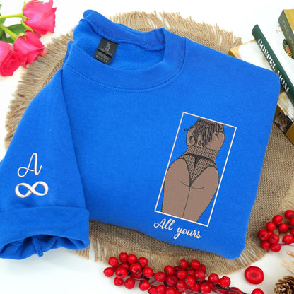 Pikanter Hoodie – Individuell bestickter Hoodie mit Porträtfoto für deinen Freund – Pikanter Pärchenpullover – Geschenk zum 1. Jahrestag