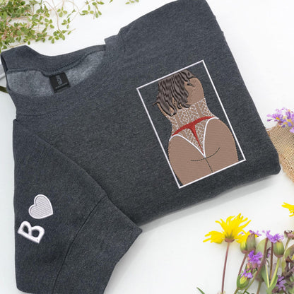 Pikanter Hoodie – Individuell bestickter Hoodie mit Porträtfoto für deinen Freund – Pikanter Pärchenpullover – Geschenk zum 1. Jahrestag