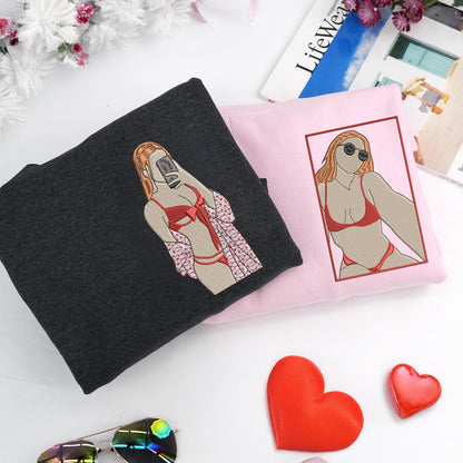 Pikanter Hoodie – Individuell bestickter Hoodie mit Porträtfoto für deinen Freund – Pikanter Pärchenpullover – Geschenk zum 1. Jahrestag