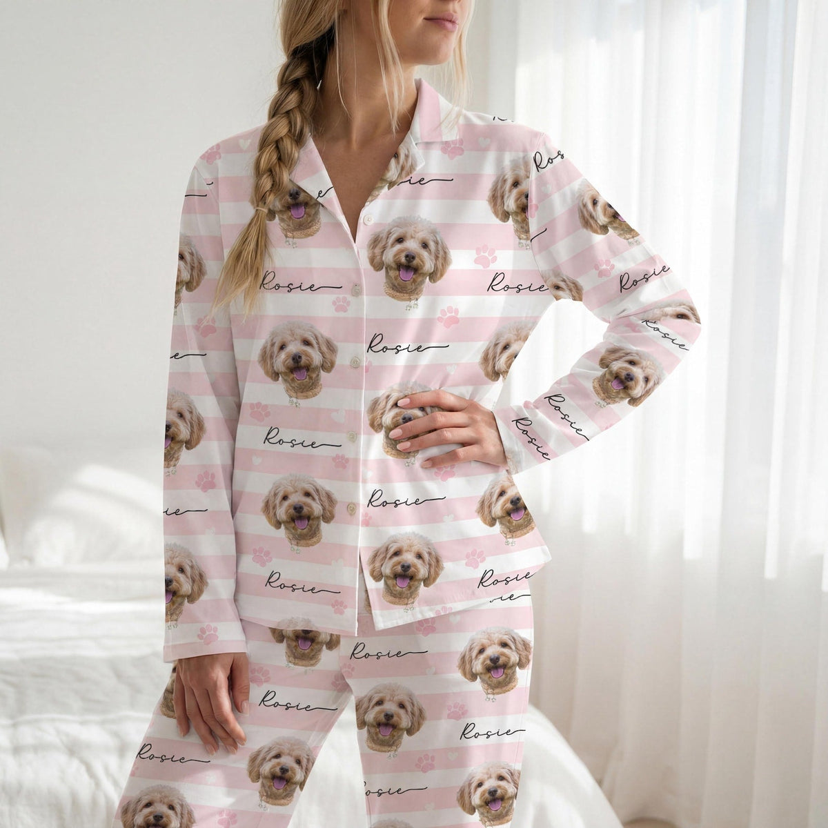 Schlafanzug mit individuellem Haustierfoto, personalisierte Nachtwäsche mit Haustiermotiv, Partner-Outfit für die ganze Familie, süßes Geschenk für Haustierliebhaber, individuelles Pyjama-Set