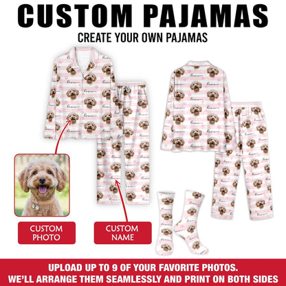 Schlafanzug mit individuellem Haustierfoto, personalisierte Nachtwäsche mit Haustiermotiv, Partner-Outfit für die ganze Familie, süßes Geschenk für Haustierliebhaber, individuelles Pyjama-Set