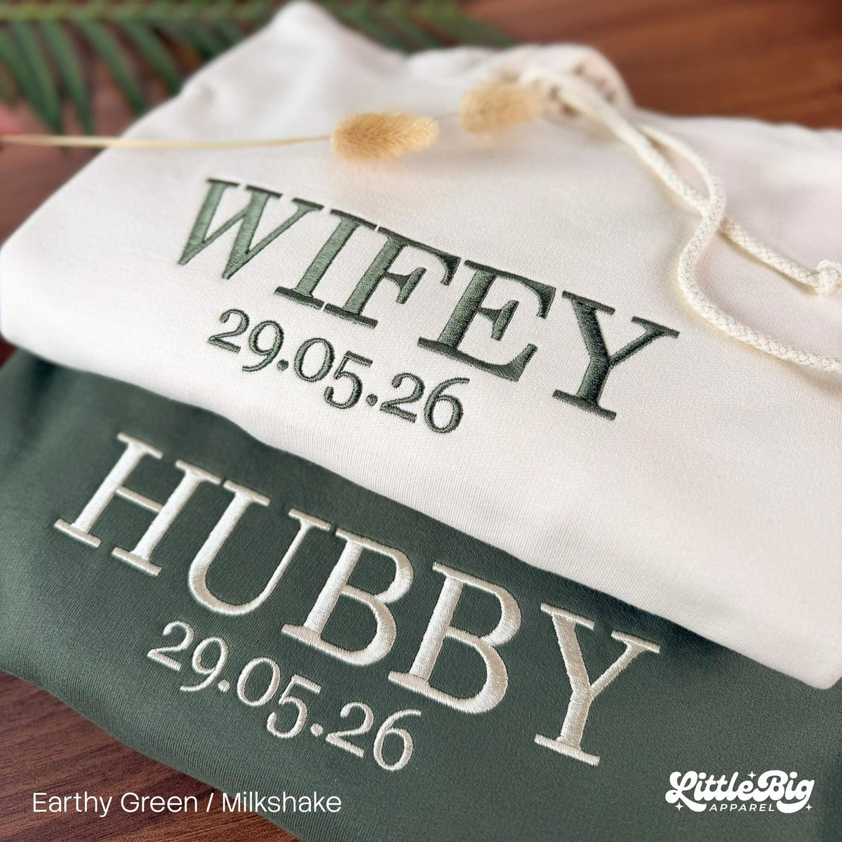 Custom Wifey and Hubby Embroidered Sweatshirt Hoodie Matching Valentine Wedding Gifts